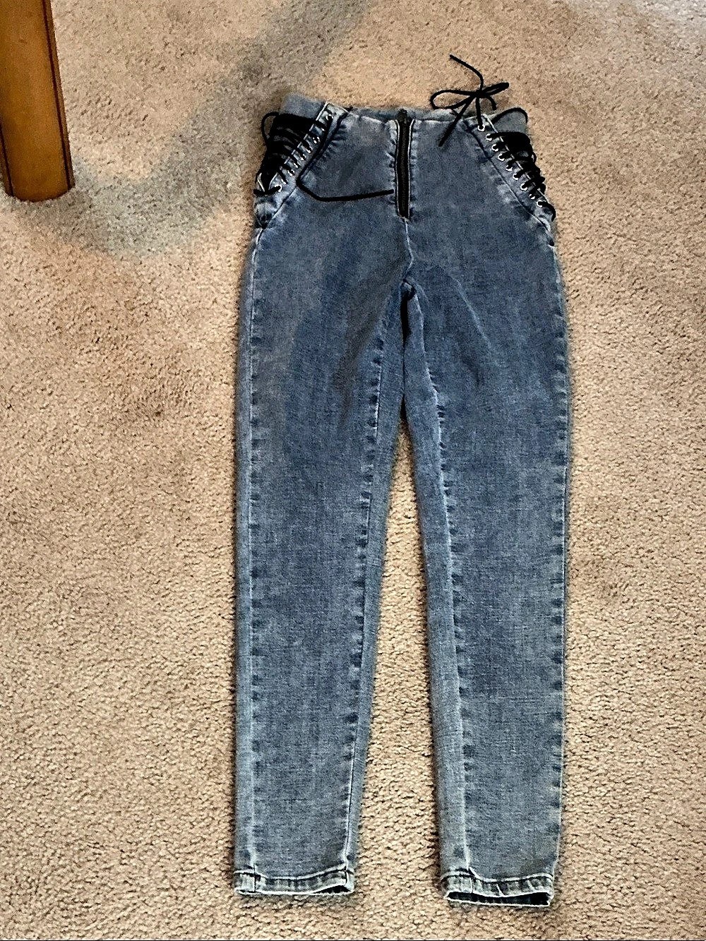 One Teaspoon Kelly Lace-Up Skinny Jeans in Blue